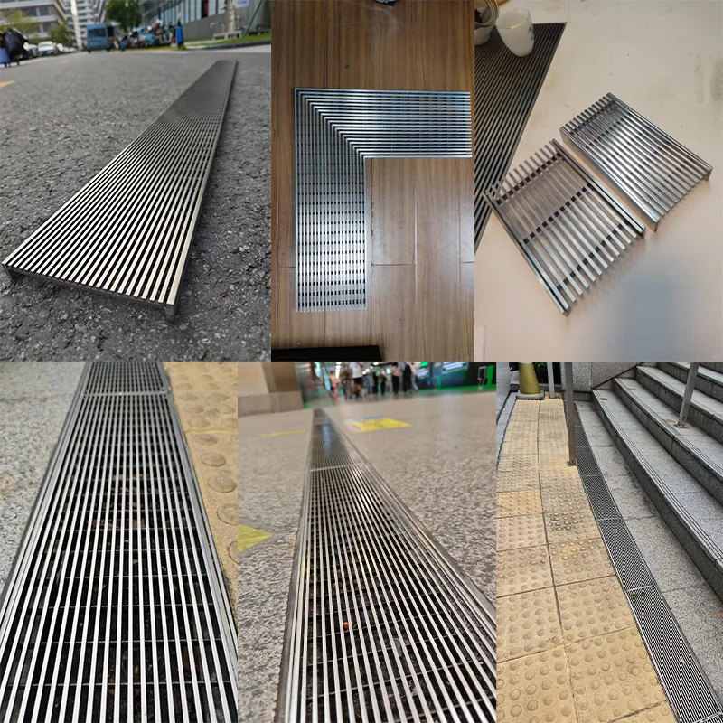 9 custom stainless steel trech drain gratings